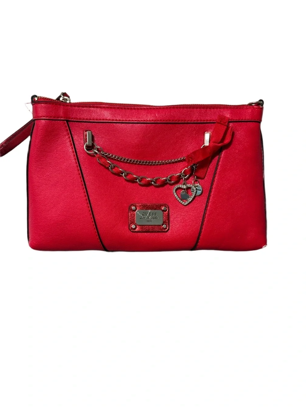 Guess Red Crossbody / Wristlet Bag with Gold Accents with Dust Bag NWT